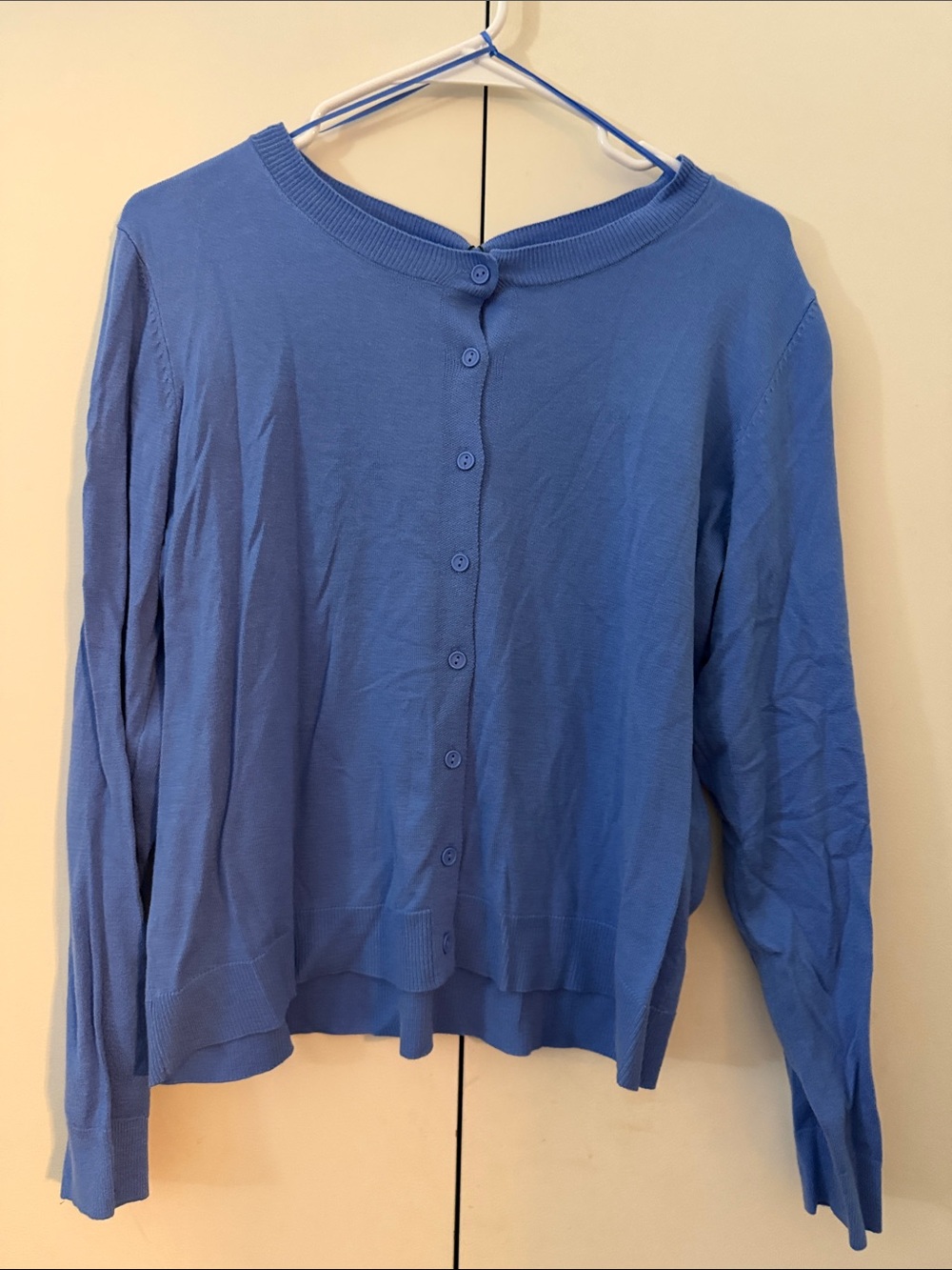 kathy ireland Blue Button-Back Lightweight Cardigan